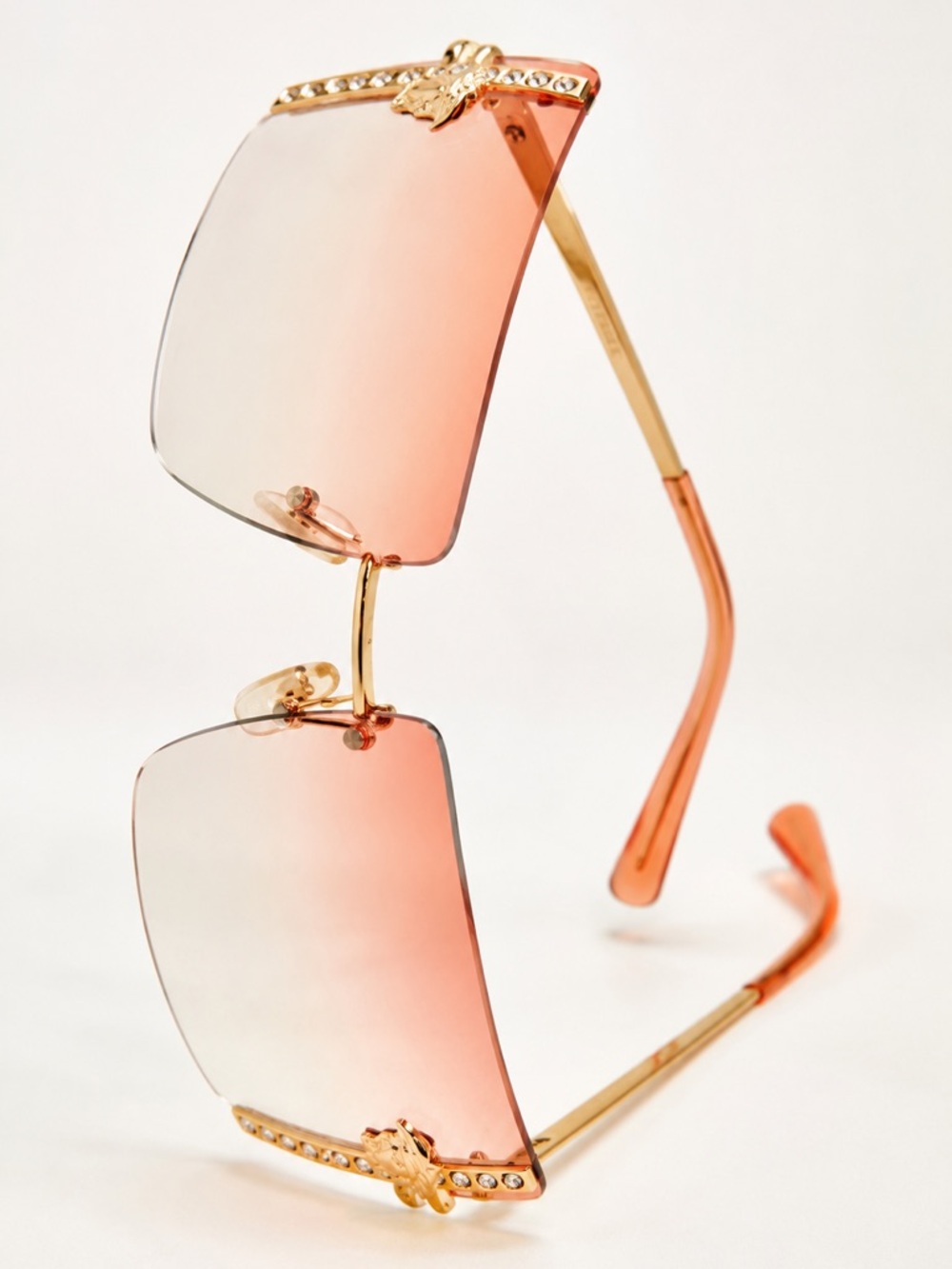 Vintage Versace 2003 Archival Rimless Crystal Pink Gold Medusa Sunglasses
